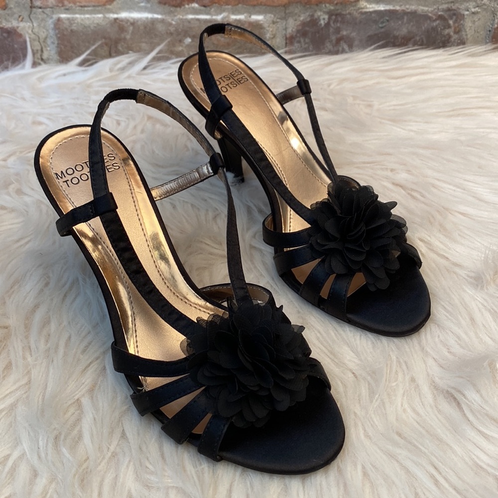 Mootsies Tootsies Black Strappy Slingback Heels, Size 6.5M - Picture 3 of 17